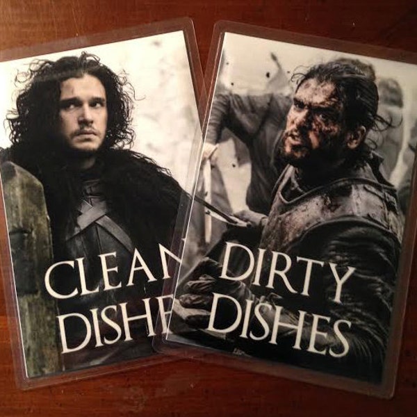Jon Snow | Game of Thrones Reversible Dishwasher Magnet | Geek Kitchen | Clean Dirty Magnet | Game of Thrones
