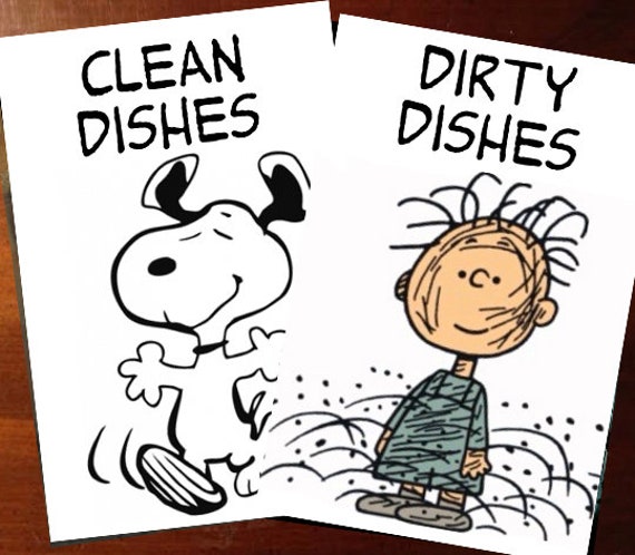 Peanuts Snoopy & Pigpen Reversible Magnetic Dishwasher Sign Geek Kitchen  Clean Dirty Dishwasher Magnet /snoopy Clean Pigpen Dirty 