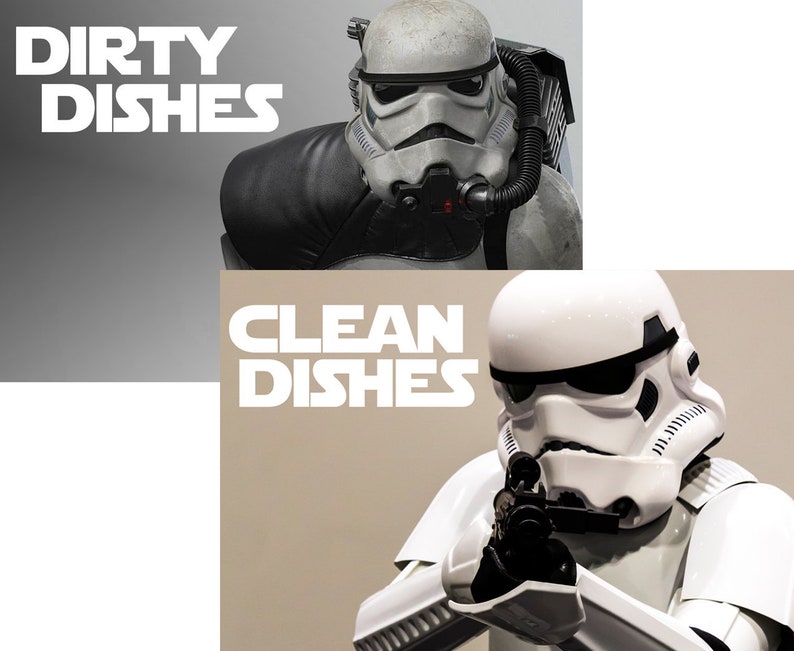 Clean Dirty Dishwasher Star Wars Stormtrooper Reversible Magnetic Dishwasher Sign Clean and Dirty Stormtrooper Geek Kitchen