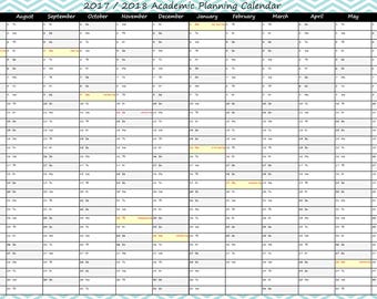 large 2017 2018 academic yearly wall calendar planner wet etsy academic planning calendar