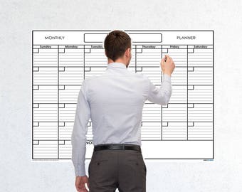 Large Monthly Wet & Dry Erase Blank Reusable Undated Wall Calendar Planner for Office Academic Home 1-Month Project Calendar by SwiftGlimpse