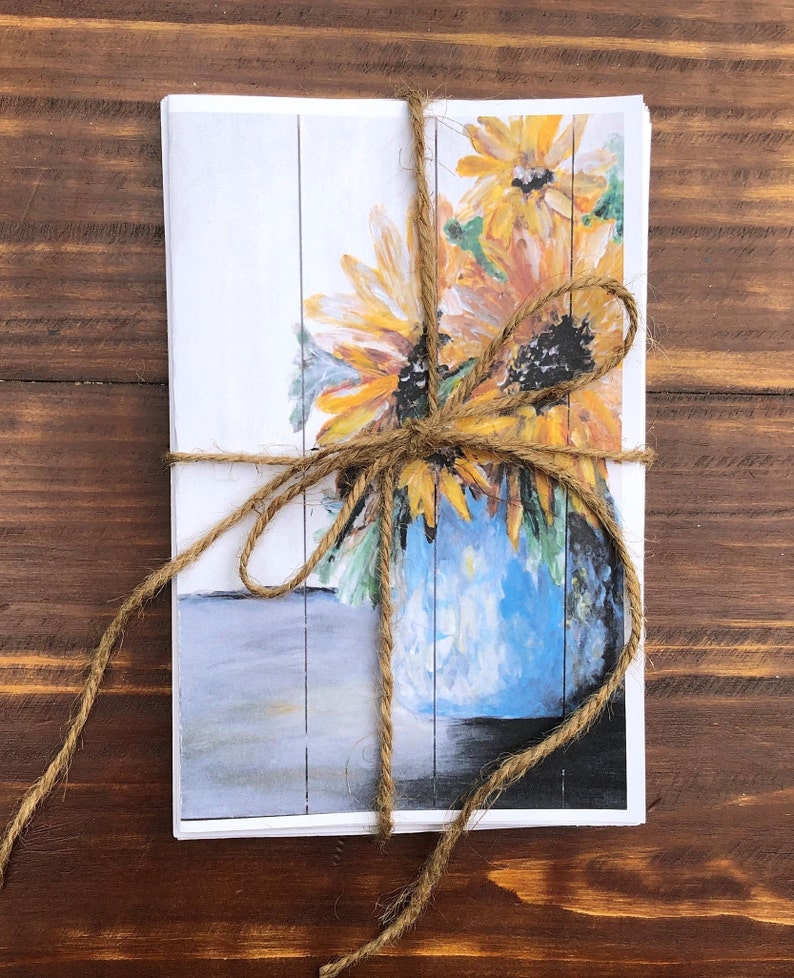 Stationery Set of 4 or 8 Note Cards Envelopes Included 5-12 x 8-12 ACRYLIC PAINTING Autumn Floral Cards
