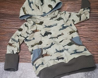 Organic Military Aircraft Hoodie Size 12m-3t