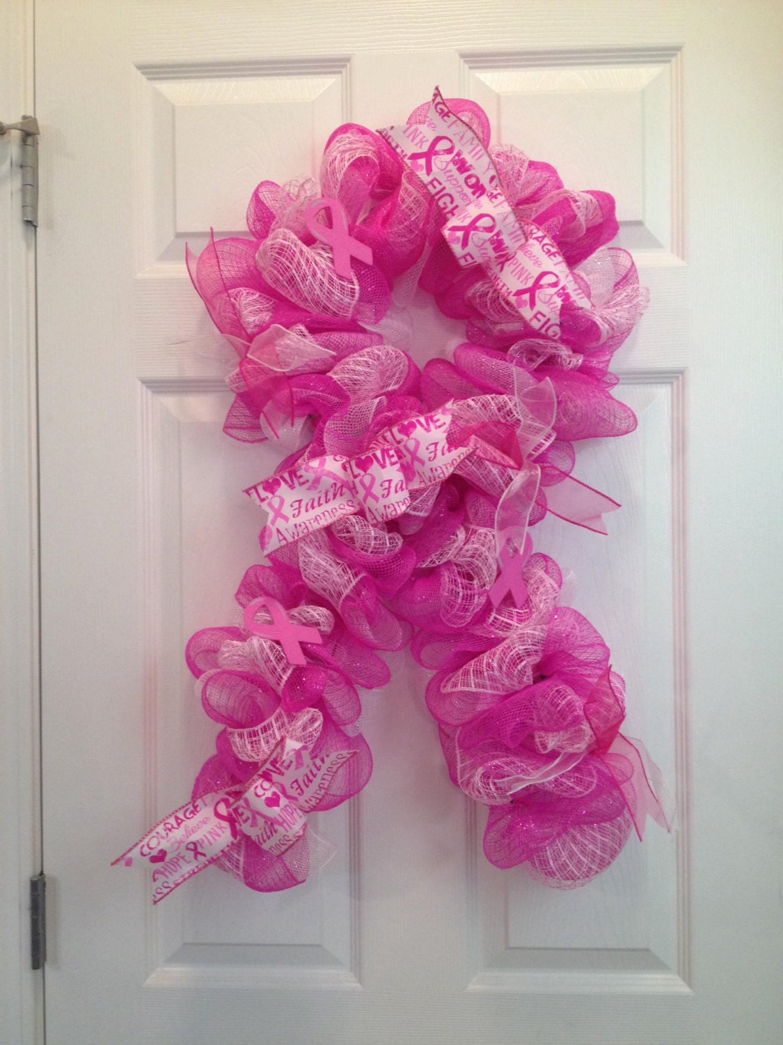 Breast cancer awareness wreath breast cancer ribbon hope Etsy