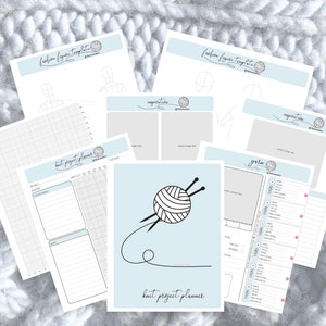 Blue Printable knitting planner, digital download, perfect for binders, in CM