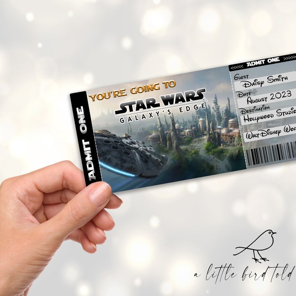 Personalised Galaxy's Edge Star Wars ticket | boarding pass surprise reveal | Walt Disney World Hollywood Studios | Holiday Vacation Gift