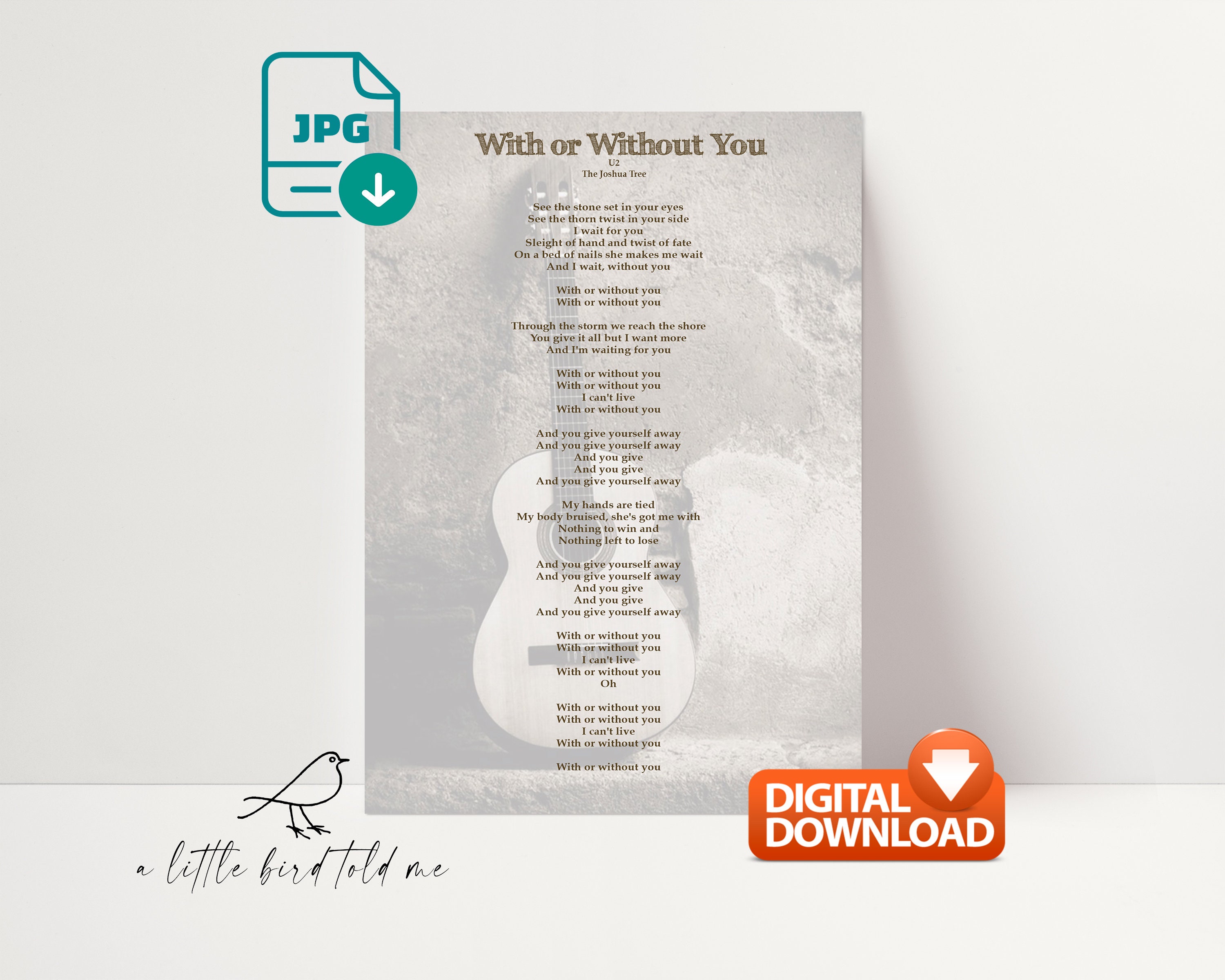 Song Lyrics Art - Gift For Him, Personalised Wedding / Anniversary / Engagement / Christmas - Any Song! DIGITAL IMAGE .jpg