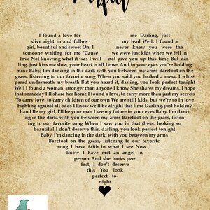 Ed Sheeran 'perfect' Song Lyrics Print Heart Shape - Etsy