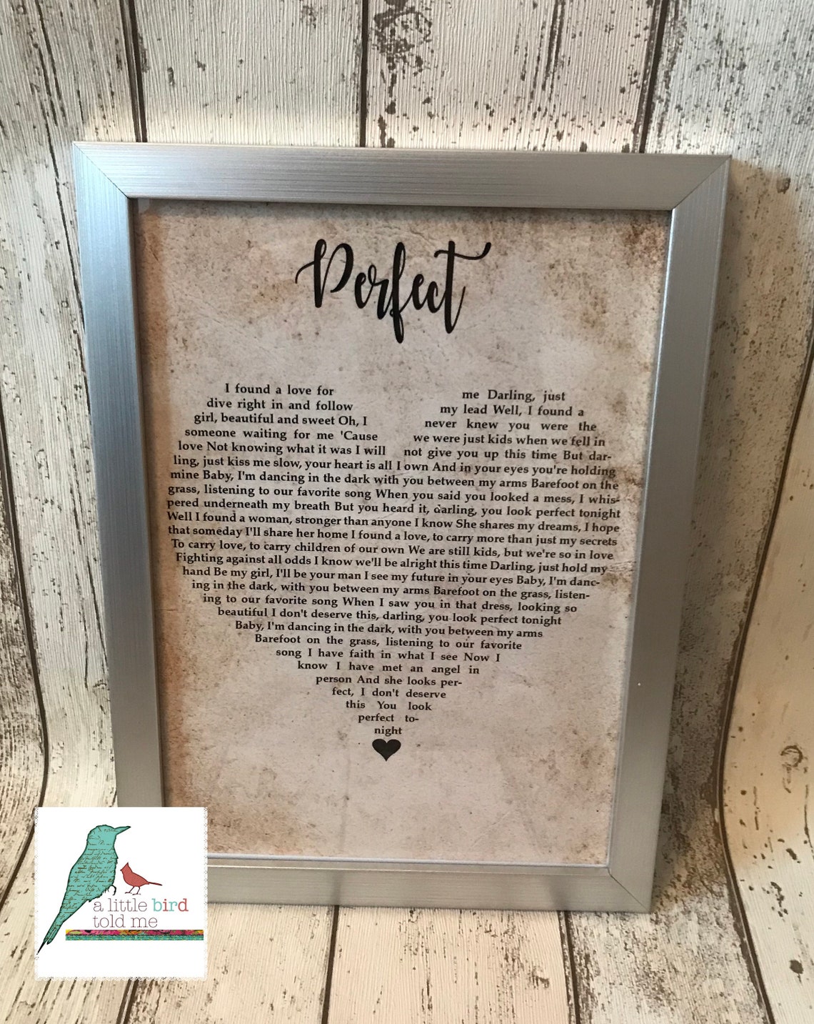 Ed Sheeran 'perfect' Song Lyrics Print Heart Shape | Etsy UK