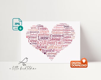 Día de San Valentín corazón palabra arte IMAGEN DIGITAL - cualquier color, cualquier palabra - Esposo Esposa Novio Novia, etc.