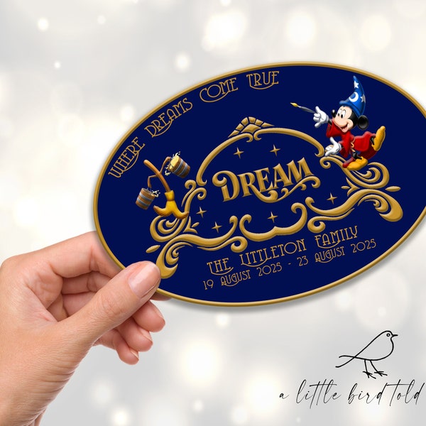 Aimant de porte Disney Cruise | personnalisé avec les dates et le nom | Wish Dream Wonder Fantasy Magic Treasure - décoration de croisière - design de la poupe du navire