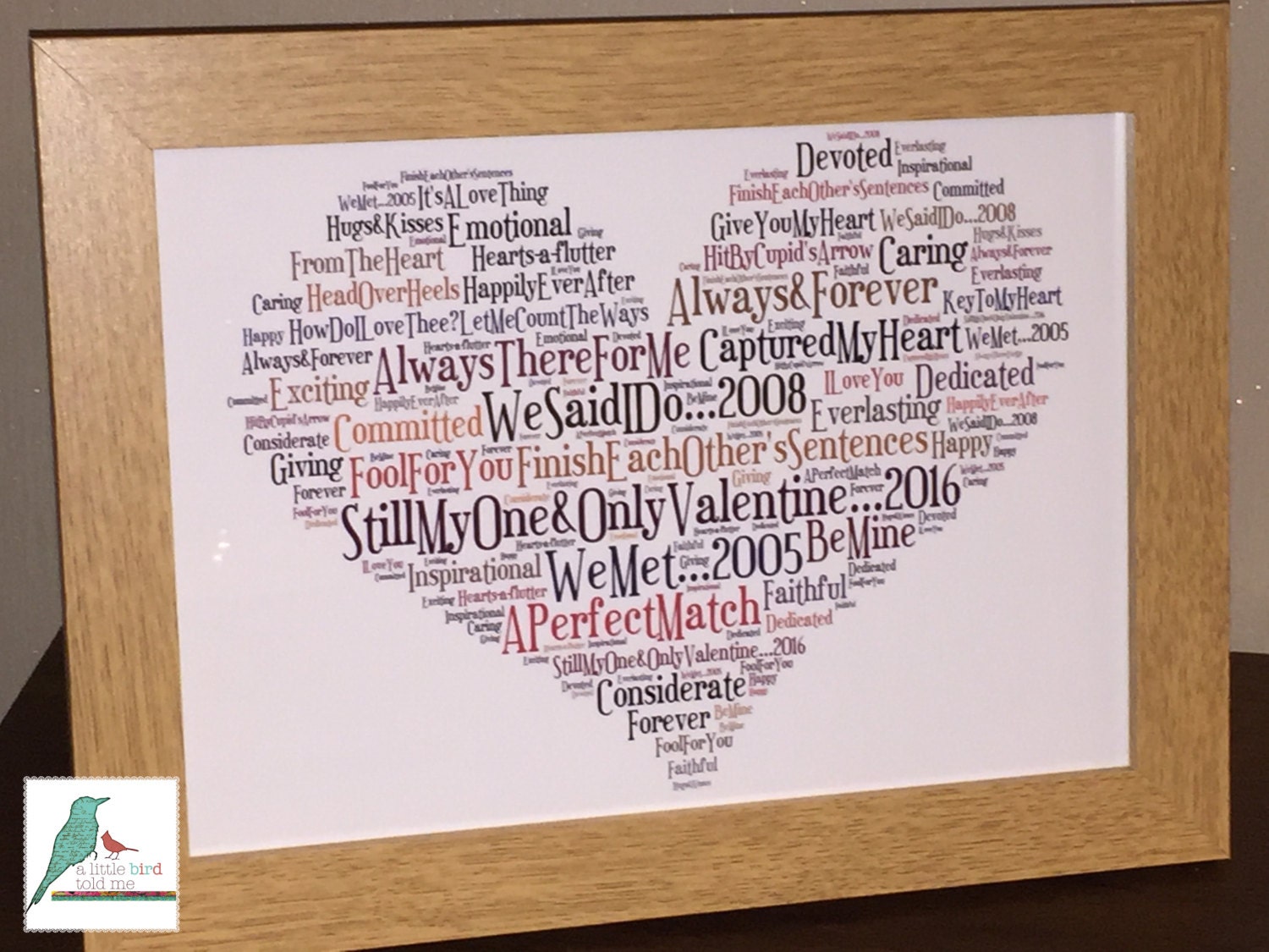 Valentines Day Heart Word Art Gift Keepsake Unique Print /