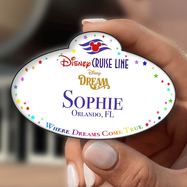 Cast Member Inspired  Cruise Personalised Badge Wish Dream Wonder Fantasy Magic Captain Mickey Captain Minnie - Add you own name!