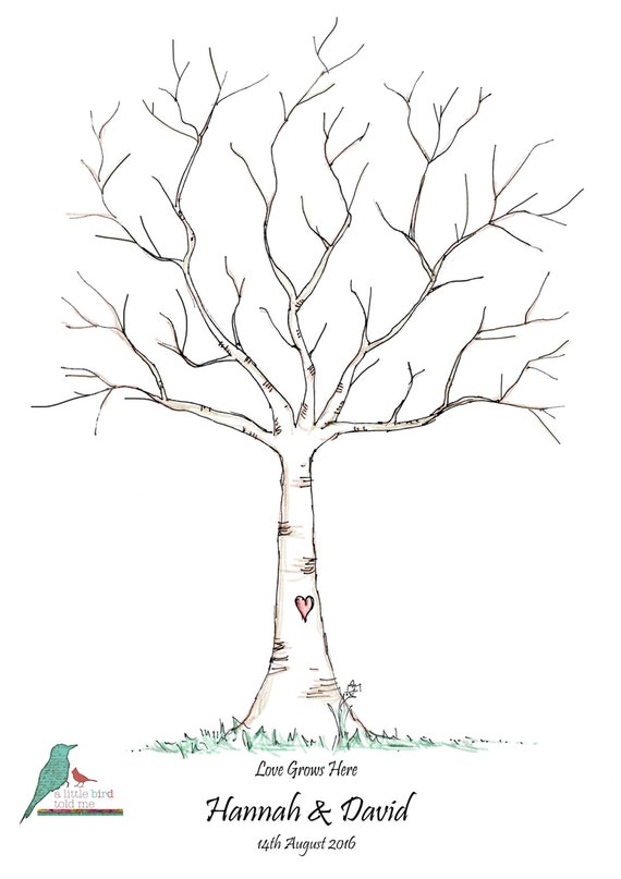 Personalised Fingerprint Tree Unique Wedding Guestbook Etsy