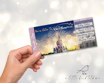 Personalised Disney ticket | boarding pass surprise reveal | Magic Kingdom Main Street USA | Disneyland California | Paris