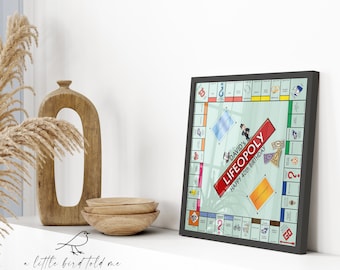 Mono art board game print - Personalised gift - all your own details! birthday Christmas Wedding Engagement Retirement New Home