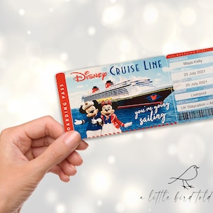 Carte d'embarquement personnalisée pour le billet de croisière | révélation surprise | Billet de vacances |  carte d'embarquement | DCL | Compagnie de croisière
