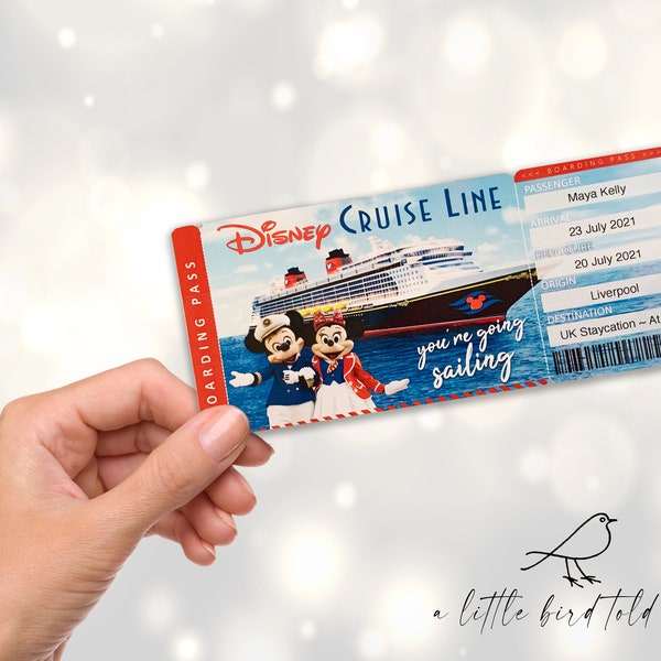 Personalised Cruise ticket boarding pass | surprise reveal | Holiday Vacation ticket | Fake boarding pass | DCL | Cruise Line