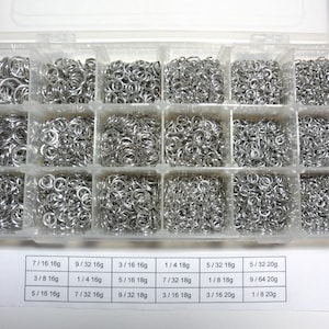 Jeweler Starter Kit Jump Rings Bright Aluminum Size Sampler 3900 rings American Chainmail 20g 18g 16g