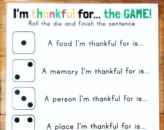 Druckbares Dankbarkeitsspiel, Dankbarkeitsaktivität, Familiengespräche, Thanksgiving-Aktivität, Abendessen am Tisch, einfaches Kinderspiel, Kleinkindspiel