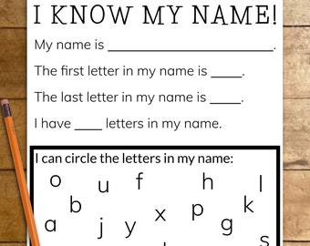 I Know My Name Writing Activity, Preschool Printable Worksheets, Homeschooling Simple Resources, Educational Download for Kids