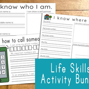 Life Skills Printable Activity Bundle, Educational Kids Journal Pages, Homeschool Lesson Plan, Teaching Resources