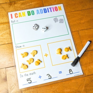 Printable Math Game, Addition Dice Activity, Learning to Count, Educational Activity, Homeschool Download, Teaching Kindergarten