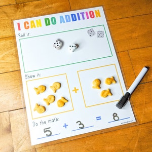 Printable Math Game, Addition Dice Activity, Learning to Count, Educational Activity, Homeschool Download, Teaching Kindergarten image 1