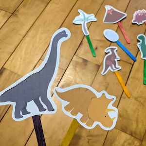 Dinosaur Puppets, Craft Stick Printable Puppets, Kids Pretend Play, Dinosaur Activity, Toddler Educational Toy