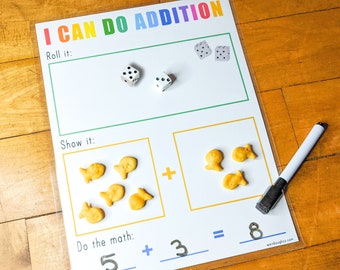 Printable Math Game, Addition Dice Activity, Learning to Count, Educational Activity, Homeschool Download, Teaching Kindergarten