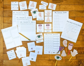 Five Senses Printable Activity Package, Senses Unit Study, Kids Educational Downloads, Science Teaching Resources, Homeschool Lessons
