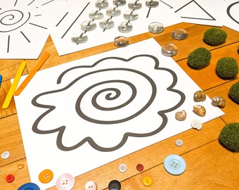 Tapetes imprimibles de piezas sueltas, Actividad previa a la escritura, Actividad de masa para niños, Actividad preescolar, Aprendizaje Montessori, Tapetes de juego de patrones