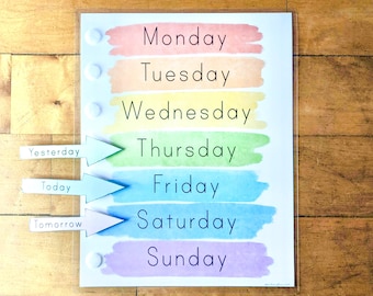 Days of the Week Activity, Printable Daily Preschool, Educational Game, Kids Room, Homeschool, Teaching Resources