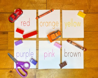 Minimal Colors Flash Cards, Preschool Printable Activity Download, Montessori Teaching Resources, Color Sight Words, Educational Tools