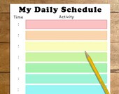 Printable Daily Schedule, Schedule for Kids, Homeschool Schedule, Daily Duties Reminder, To Do List, Chore List