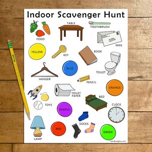 Indoor Scavenger Hunt, Seek and Find Inside, Indoor Activity for Kids, Busy Game, Rainy Day Activity, Printable Activity image 1