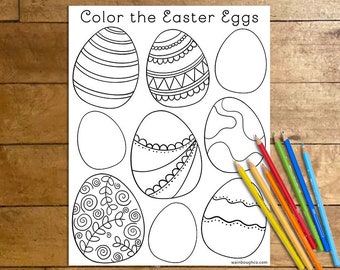 Easter Egg Coloring Page, Coloring Pages for Kids, Spring Printable Activity, Spring Download