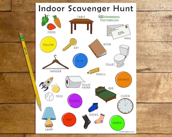 Indoor Scavenger Hunt, Seek and Find Inside, Indoor Activity for Kids, Busy Game, Rainy Day Activity, Printable Activity