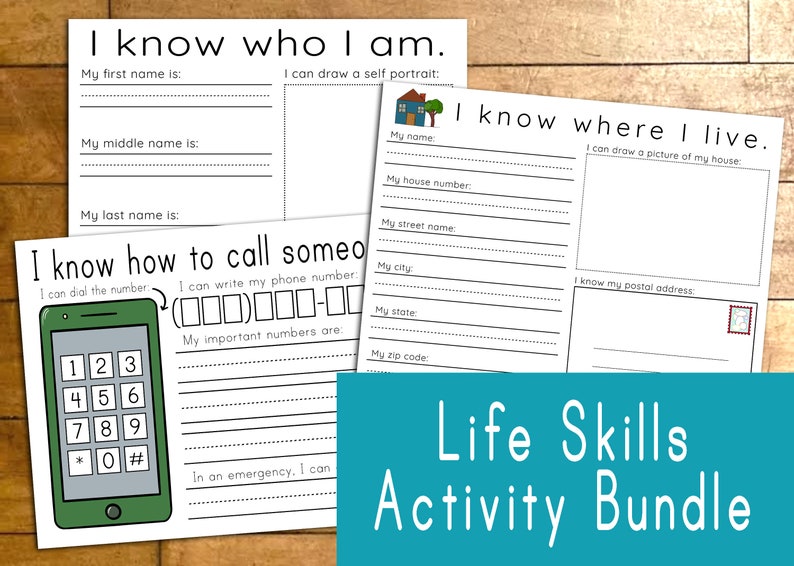 Life Skills Printable Activity Bundle Educational Kids | Etsy