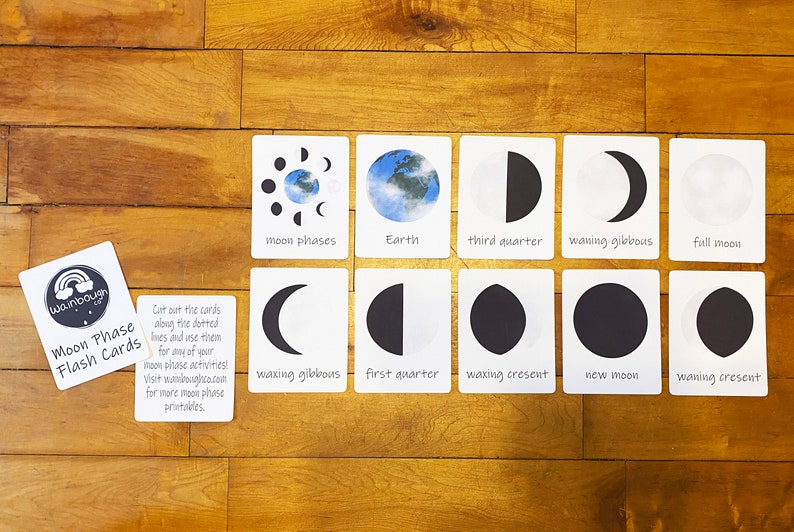 Moon Phases Flash Cards Printable Astronomy Learning - Etsy