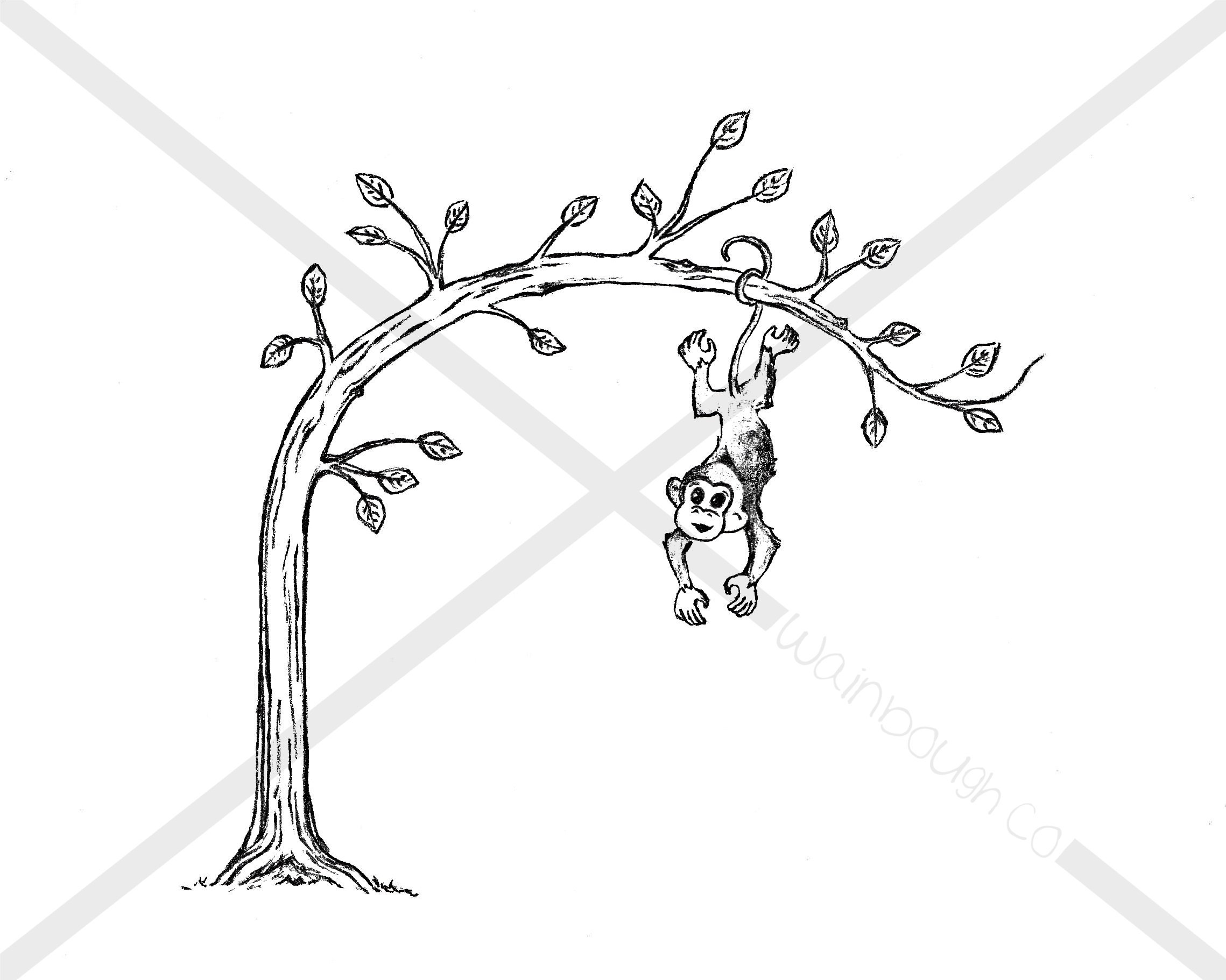 How To Draw A Monkey Hanging On A Tree
