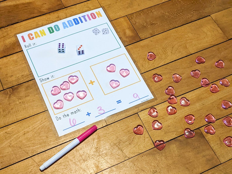 Printable Math Game, Addition Dice Activity, Learning to Count, Educational Activity, Homeschool Download, Teaching Kindergarten image 5