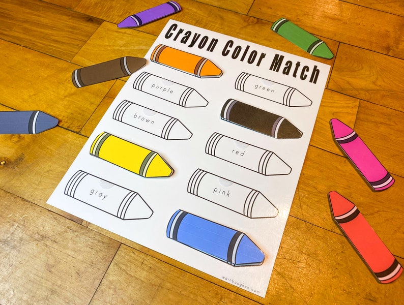 Crayon Color Match Printable Learning Activity Preschool - Etsy