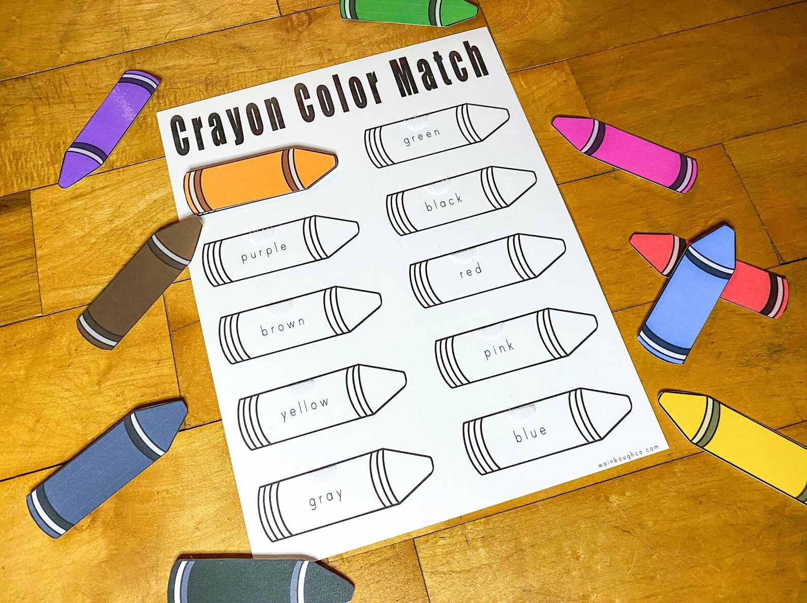 Crayon Color Match Printable Learning Activity Preschool - Etsy