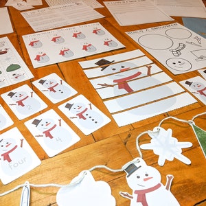 Snowman Printable Activity Bundle, Winter Kid Activities, Preschool Educational Download, Kindergarten Teaching Resources, Homeschool Lesson