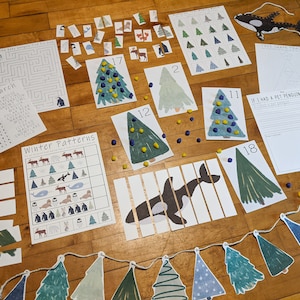 Winter Nature Printable Activity Bundle, Kid Activities, Preschool Educational Download, Kindergarten Teaching Resources, Homeschool Lesson