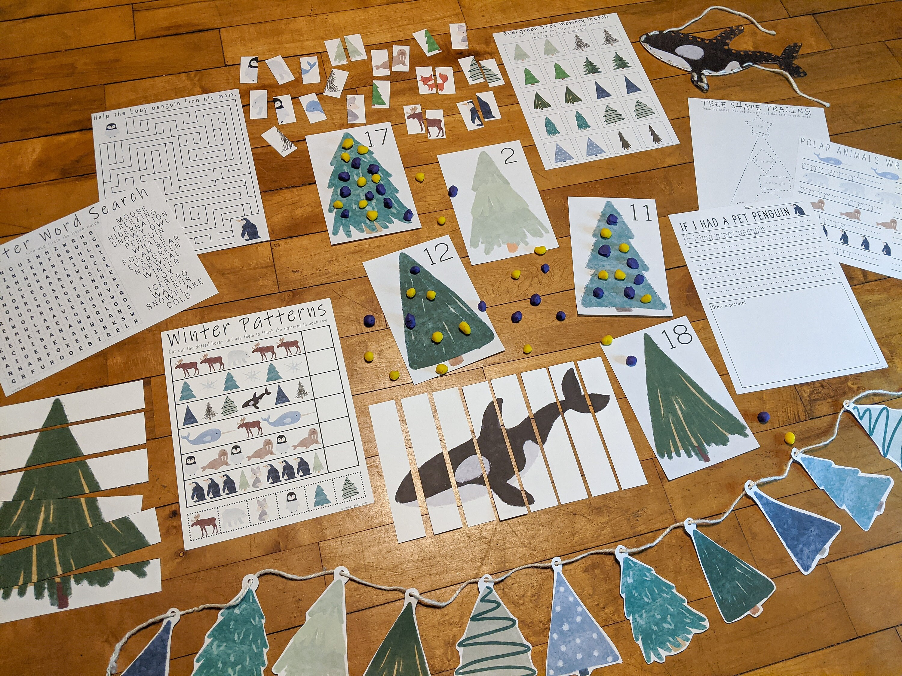 Winter Nature Printable Activity Bundle, Kid Activities, Preschool Educational Download, Kindergarten Teaching Resources, Homeschool Lesson