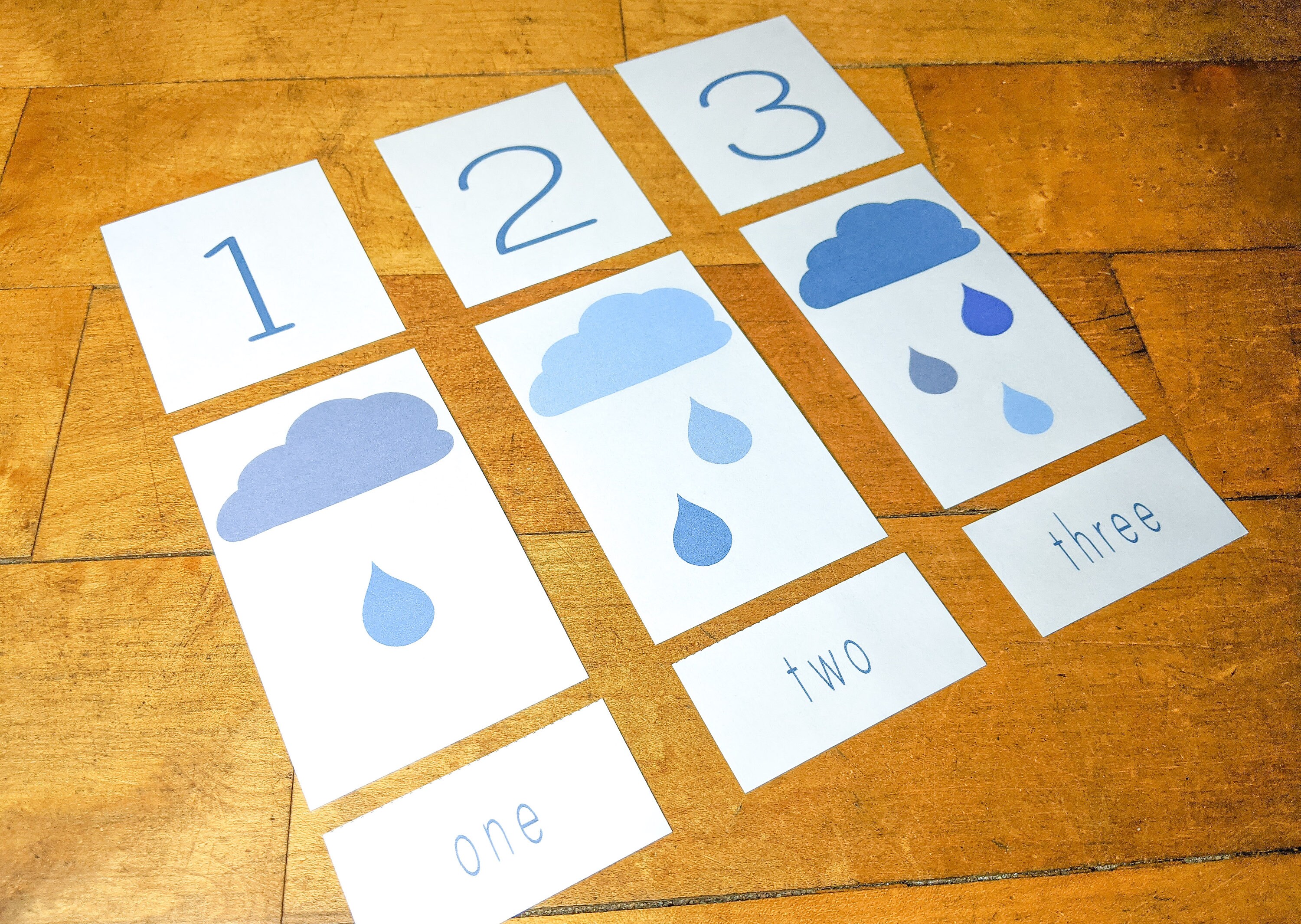 Raindrop Number Matching Activity, Printable Number Flash Cards ...
