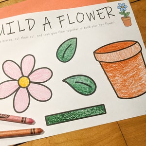 Build a Flower Printable Craft, Spring Paper Craft, Indoor Preschool ...