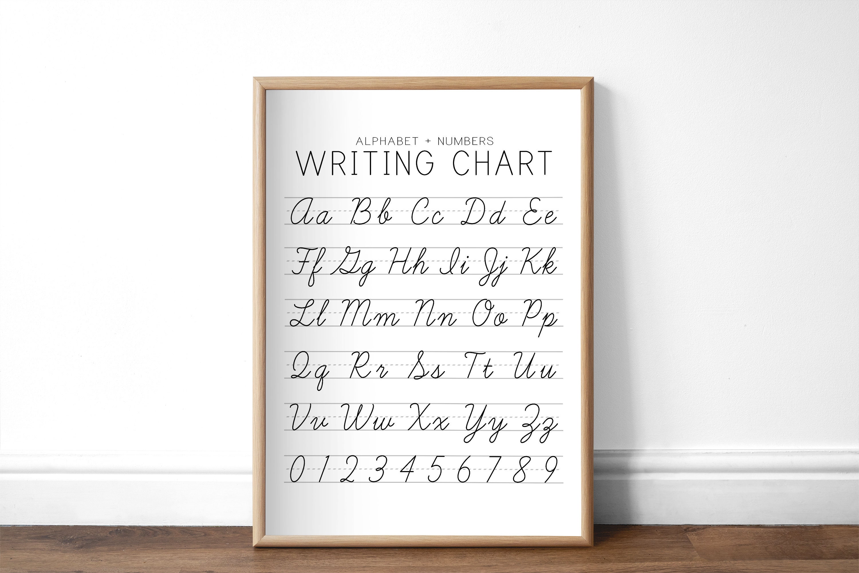 Alphabet Writing Chart Poster, Printable Cursive and Print, Red Vowel ...